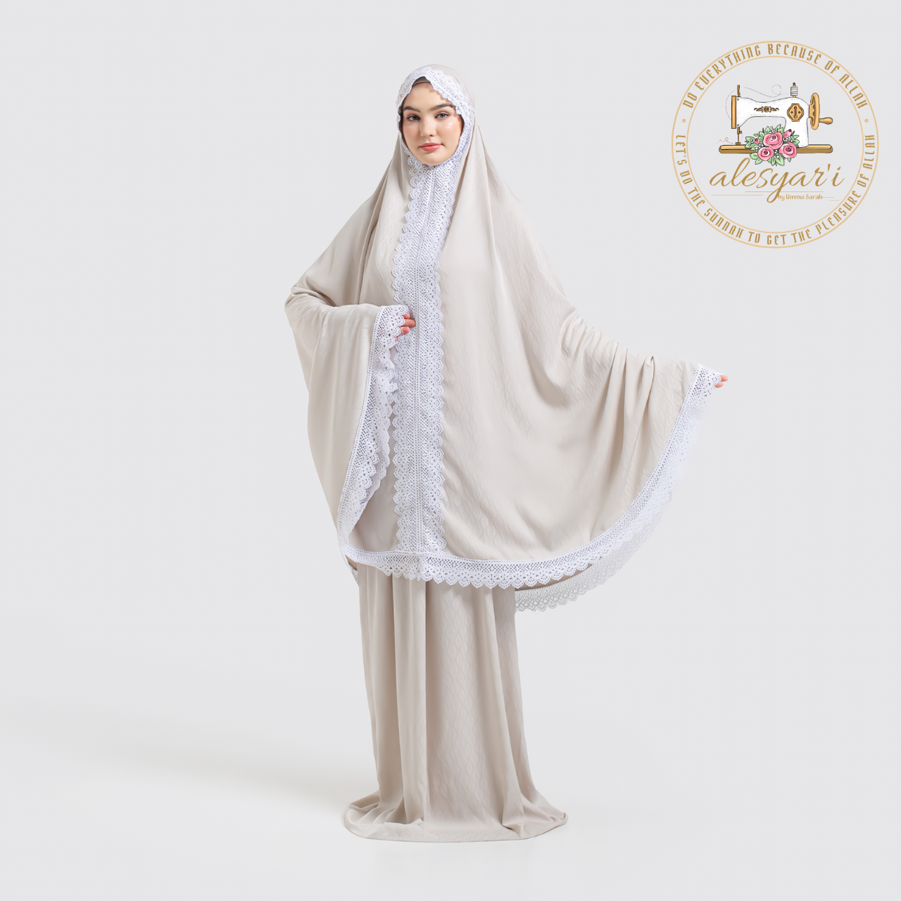 Alesyari Shop I 2-Piece Silky Skirt Sets with Lace Trim for Women's Prayer Garment - Perfect for Eid and Muslim Prayer in Saudi Arabia