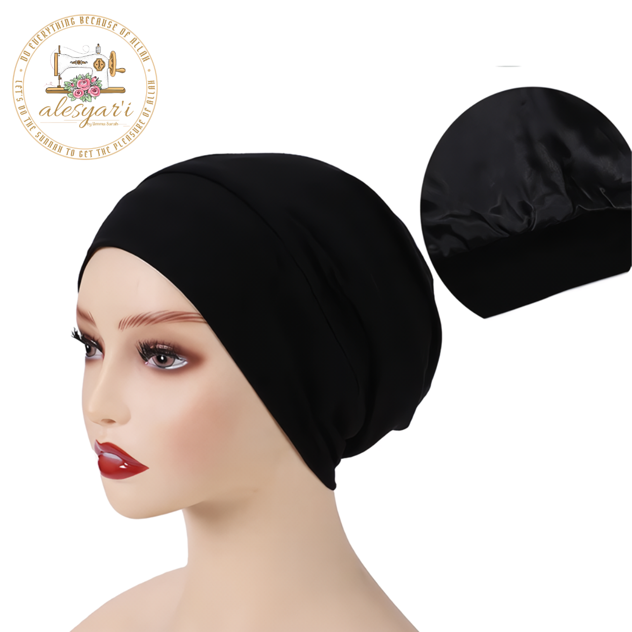 Alesyari Shop I Multi-Layer Satin Hijab Cap - Double-Layer Bonnet Hair Cap for Muslim Fashion - Islamic Headwear Head Cover Night Sleep Cap