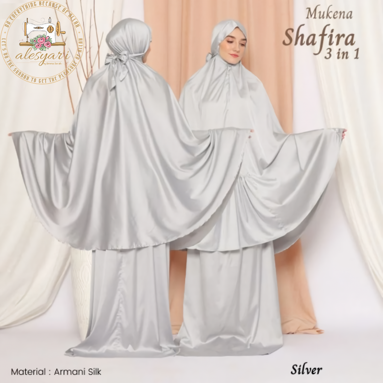 Alesyari Shop I Premium Indonesian Silky Skirt Sets with Lace Trim: The Ideal Women's Prayer Garment for Eid and Muslim Prayer in Saudi Arabia