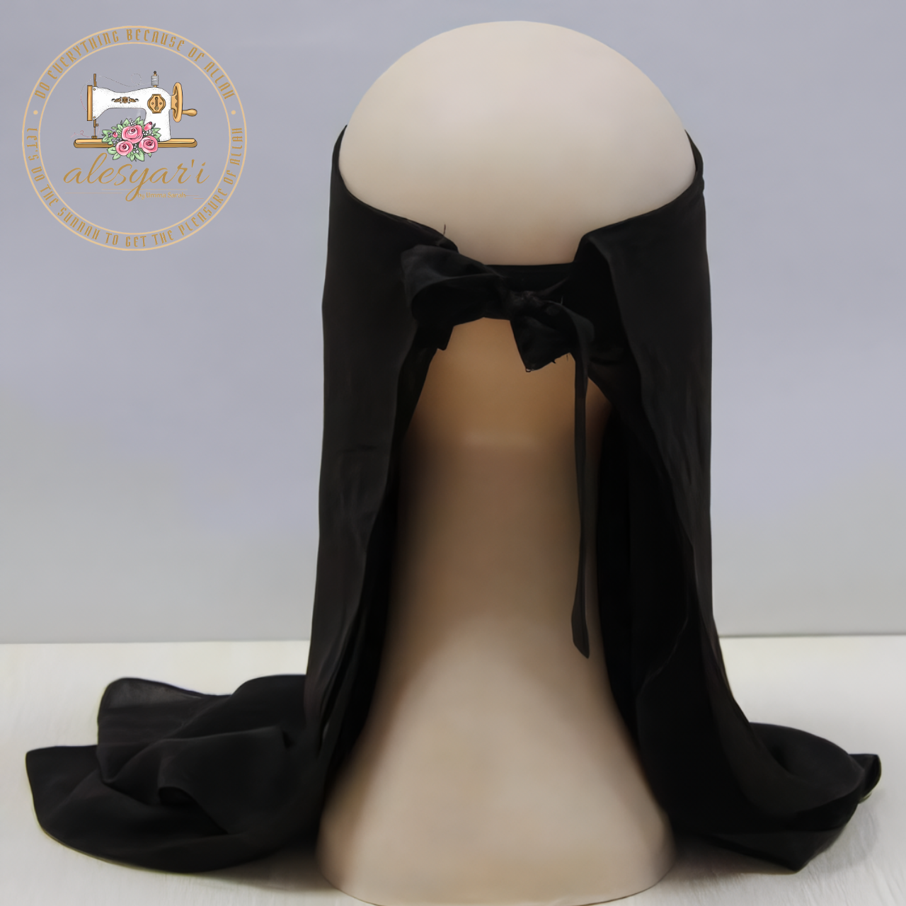 Alesyari Shop I High Quality Three Layers Chiffon Niqab Muslim Face Cover Hijab Hat Pull On Islamic Scarf Tie Back Headcover Women Headwrap