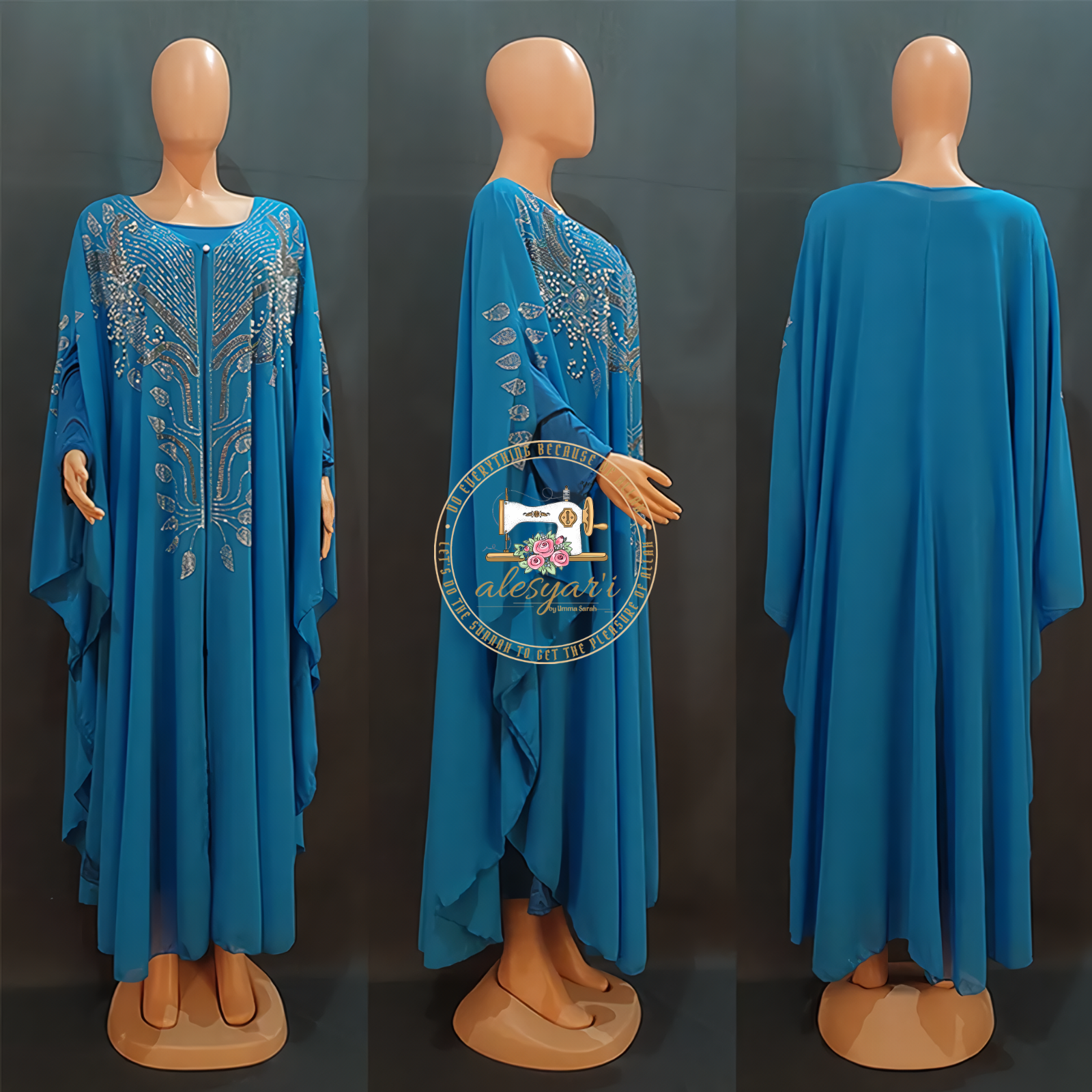 Alesyari Shop I Muslim Kaftan Abaya Dress Women Dubai Turkish Chiffon Party Dresses Elegant Evening Gown African Boubou Fashion Outfit Open Robe