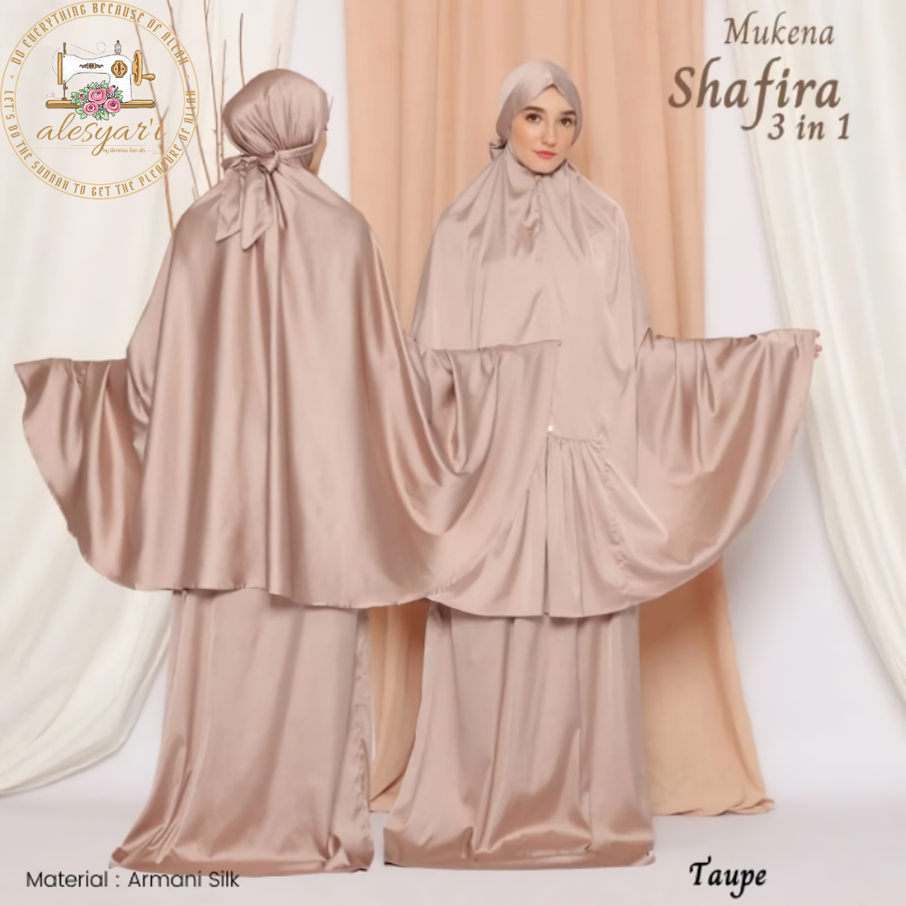 Alesyari Shop I Premium Indonesian Silky Skirt Sets with Lace Trim: The Ideal Women's Prayer Garment for Eid and Muslim Prayer in Saudi Arabia