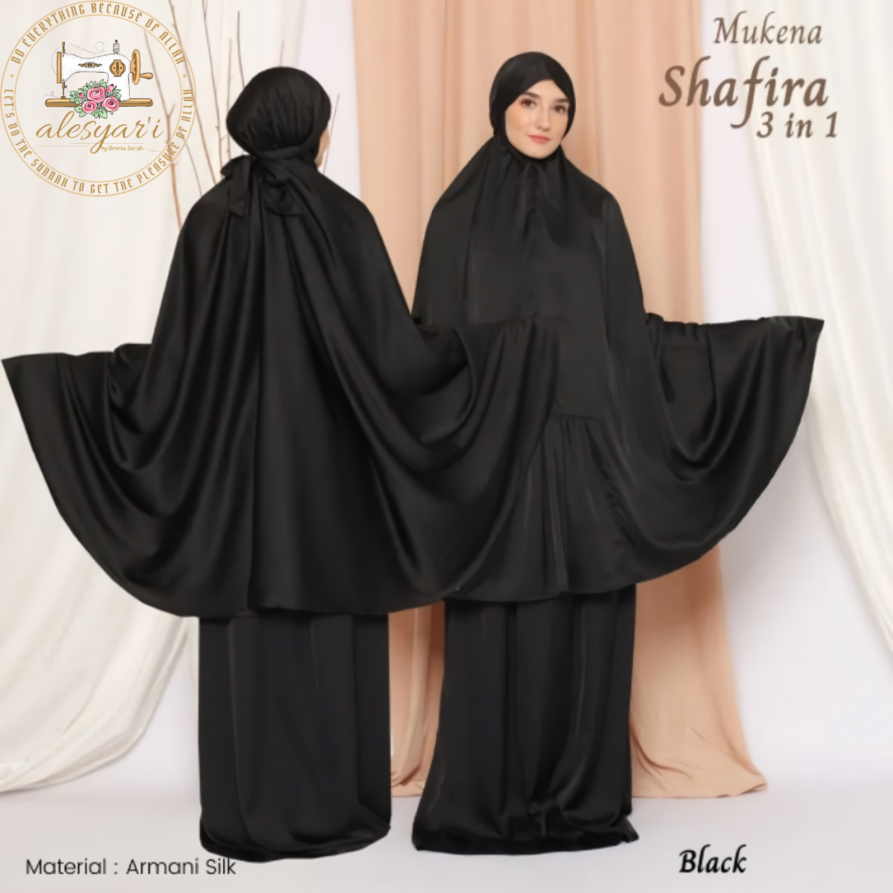 Alesyari Shop I Premium Indonesian Silky Skirt Sets with Lace Trim: The Ideal Women's Prayer Garment for Eid and Muslim Prayer in Saudi Arabia