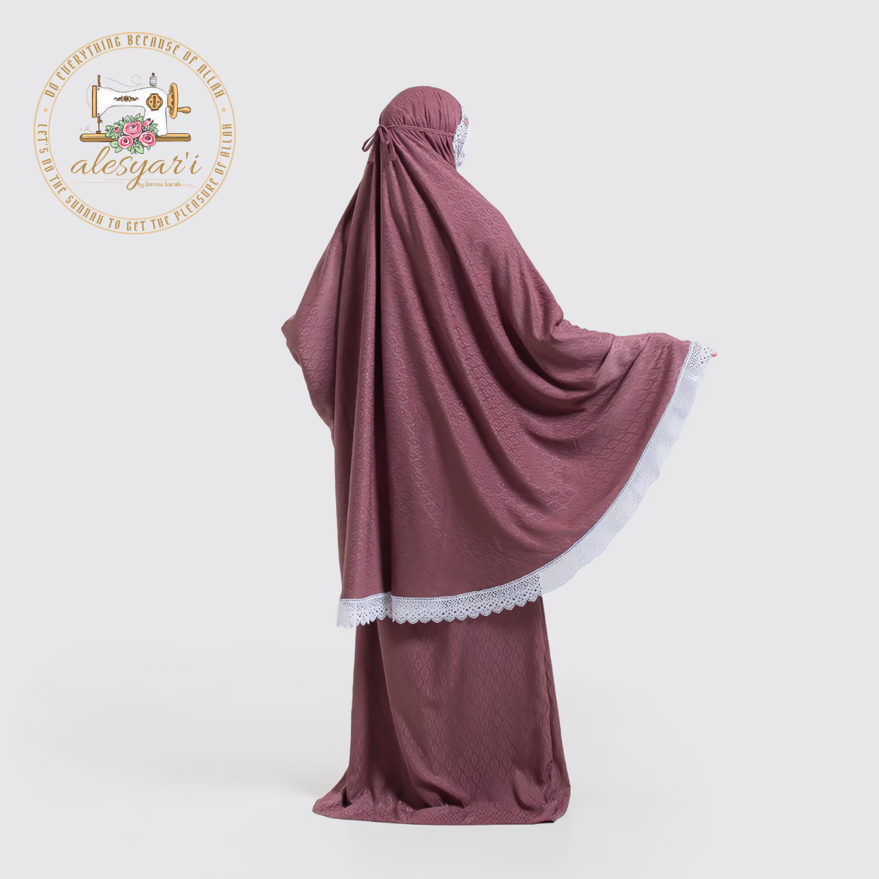 Alesyari Shop I 2-Piece Silky Skirt Sets with Lace Trim for Women's Prayer Garment - Perfect for Eid and Muslim Prayer in Saudi Arabia