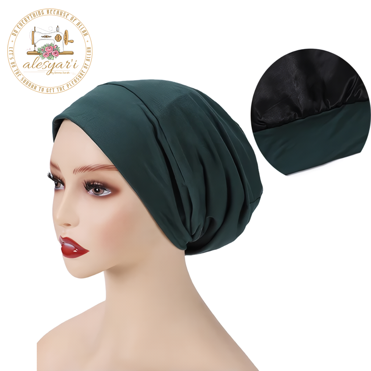 Alesyari Shop I Multi-Layer Satin Hijab Cap - Double-Layer Bonnet Hair Cap for Muslim Fashion - Islamic Headwear Head Cover Night Sleep Cap