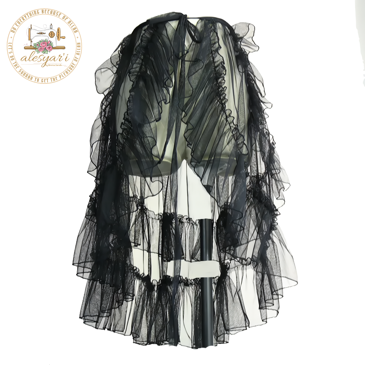 Alesyar'i Shop I Vintage Elegance: Sheer Lolita Apron with Ruffled Waist and Mesh Overlay Skirt