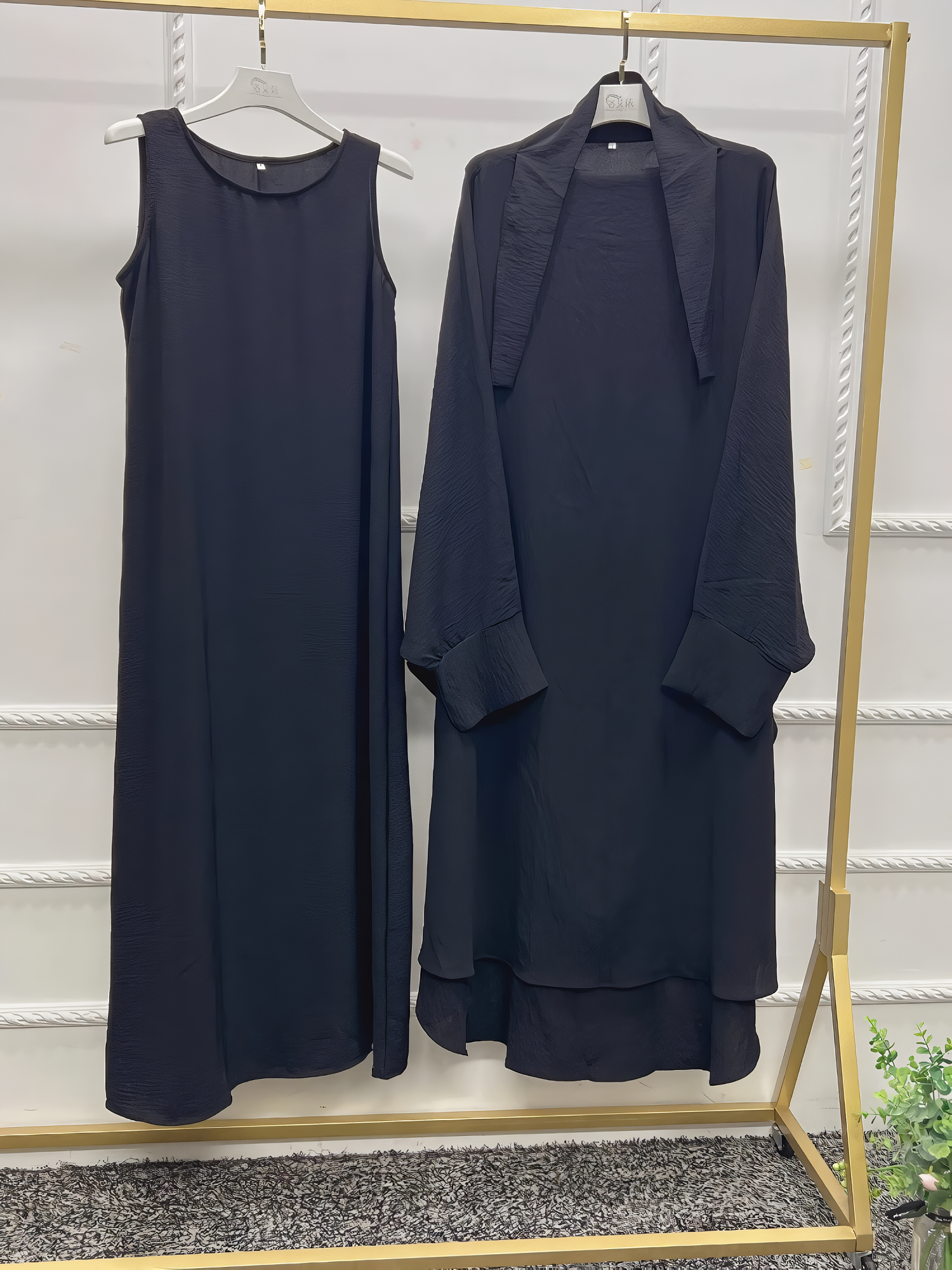 Alesyari Shop I Long Khimar Set: Muslim Abaya, Dubai Saudi Prayer Dress - 2 Pieces