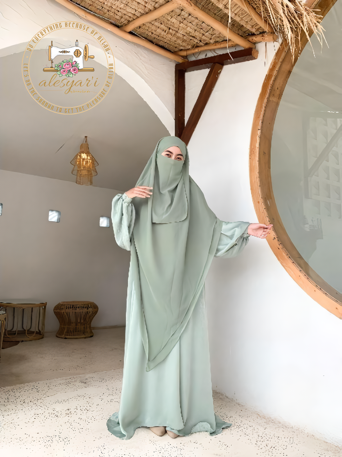 Alesyari Shop I The Premier Syari Dress Collection – Jumbo Khimar and Oversized Abaya Santorini Silk