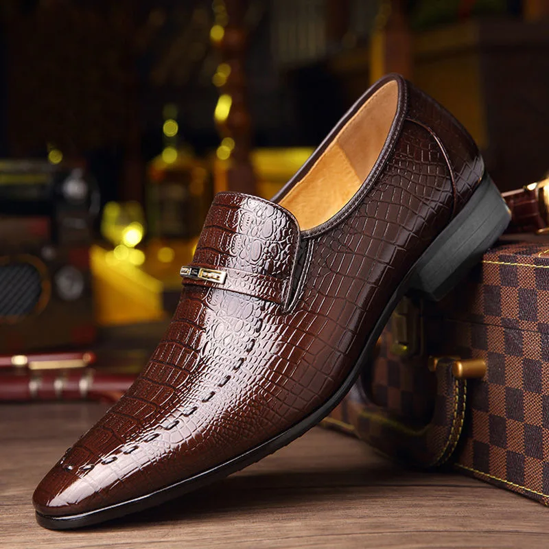 Mens PU Leather Shoes Luxury Crocodile Pattern Men Business Dress Shoes Casual Social Shoe Male Wedding Footwear