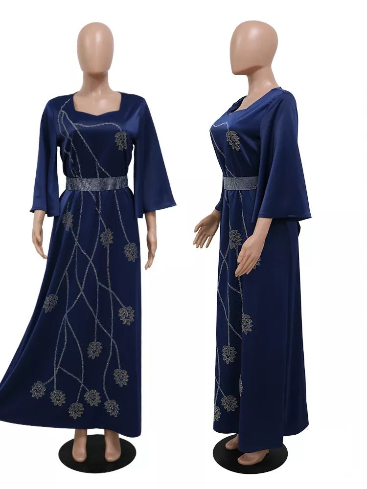 Alesyari Shop I Turkey Muslim Dress Women Abaya Diamond Lace-up Party Dresses Moroccan Kaftan Ensemble Femme Musulmane Jilbab Hijab