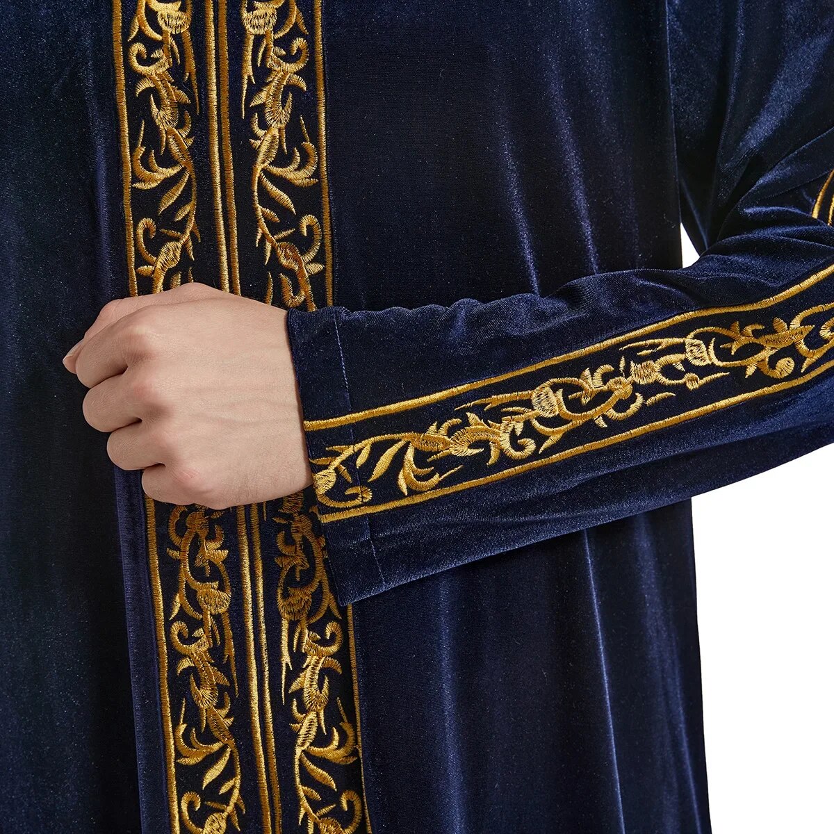 Men's Muslim Caftan: Stand Collar, Long Sleeves, Ankle-Length Thobe