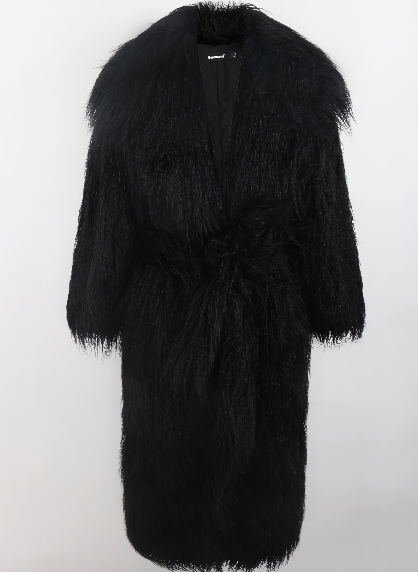 Alesyari Shop I 2023 Stylish Long Faux Mongolia Lamb Fur Coat for Warmth in White and Black