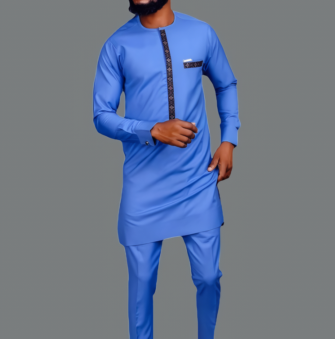 New Luxury Men's 2-piece Diamond-patterned Wedding Suit in African Ethnic Style