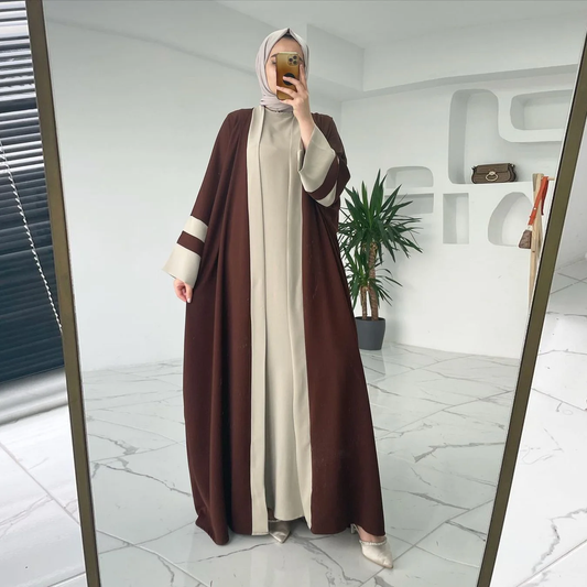 Eid Muslim Dress & Abayas for Women 2 Piece Set Musulman Ensembles Morocco Ramadan Caftan Abaya Kaftan Dubai Arab Long Robe 2024