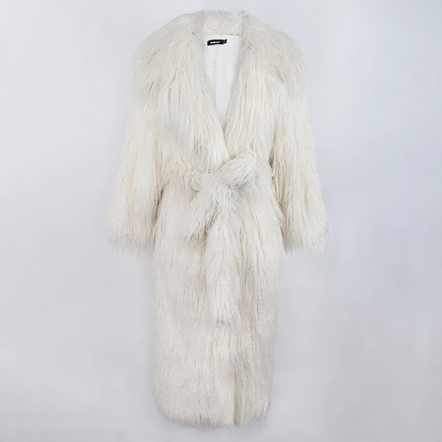 Alesyari Shop I 2023 Stylish Long Faux Mongolia Lamb Fur Coat for Warmth in White and Black