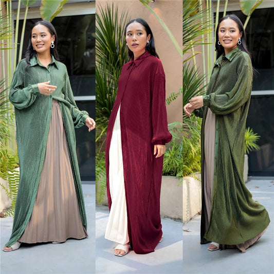 Alesyari Shop I Islamic Kimono Abaya Dress: Indonesian, Malay, Arab, Middle Eastern Inspired Folding Gown - Jalabiya for Women, Ideal for Cardigan, Middle Eastern Attire.