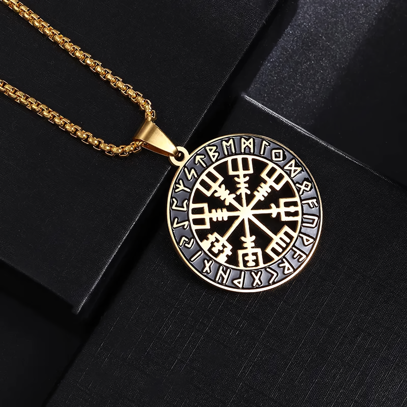 Alesyari Shop I Men's Street Party Necklace with Viking Compass Pendant - Vintage Style