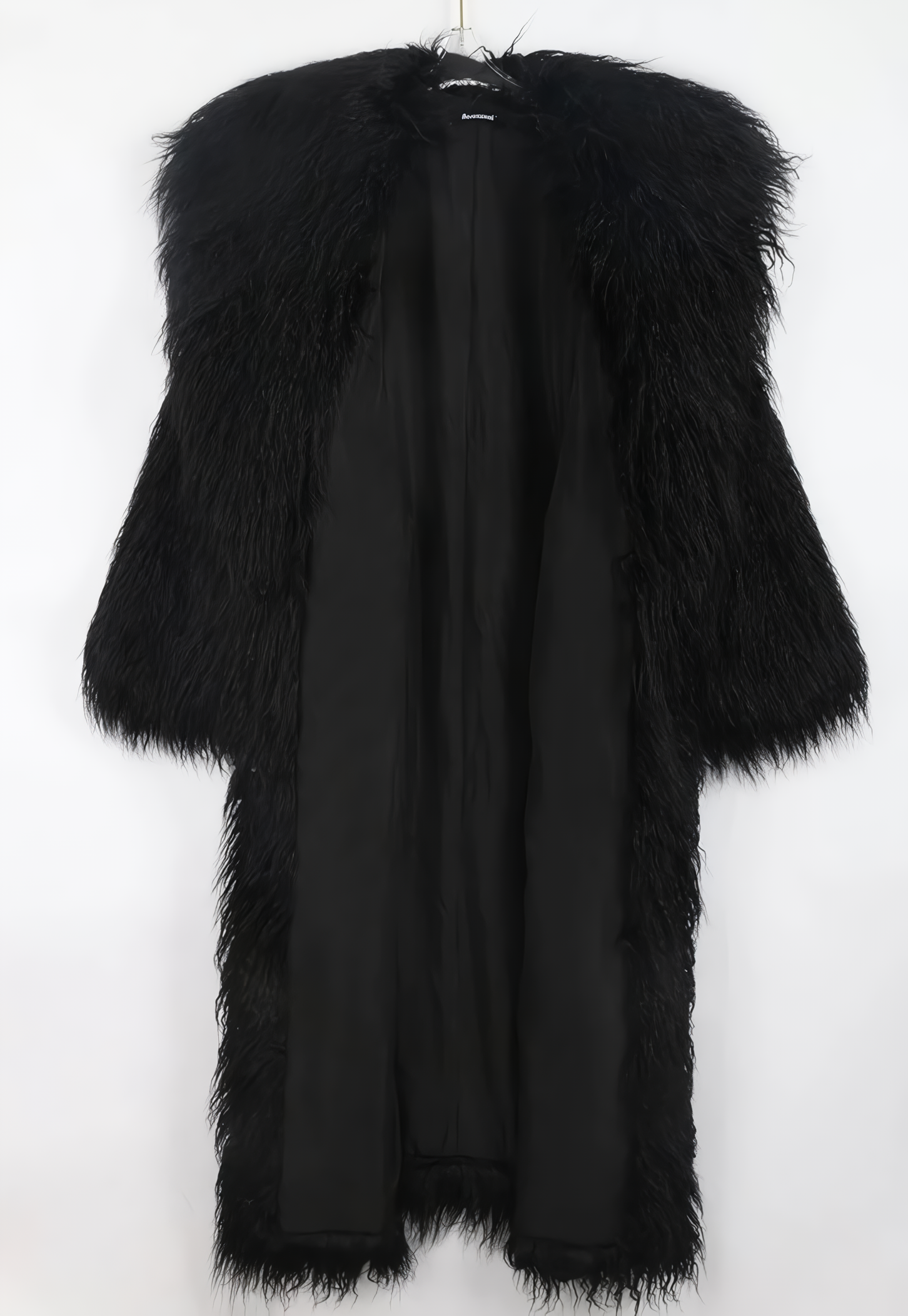 Alesyari Shop I 2023 Stylish Long Faux Mongolia Lamb Fur Coat for Warmth in White and Black