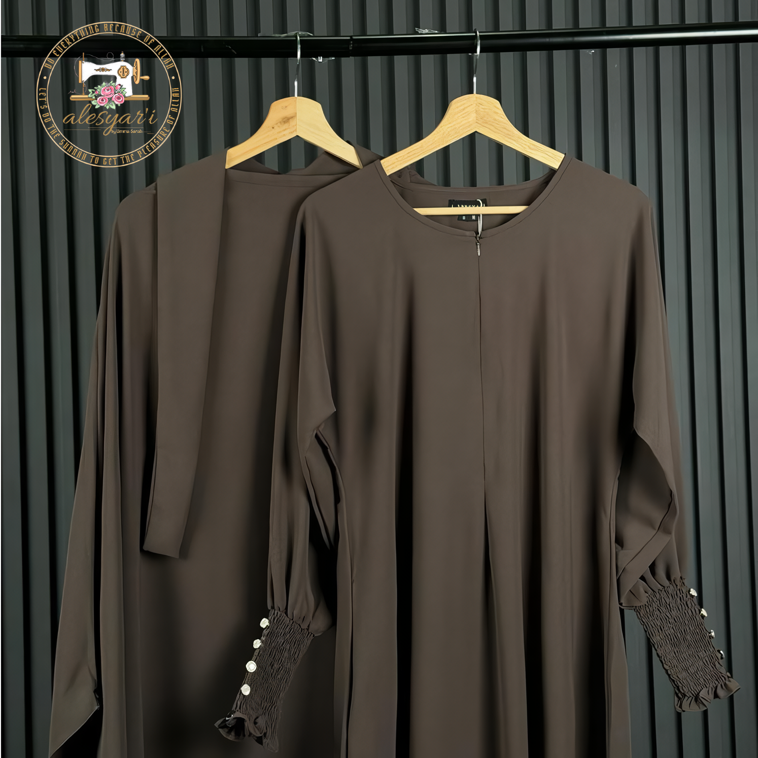 Alesyari Shop I Jet Black Mina Mazen Abaya Set Premium Comfort for Haji and Umrah