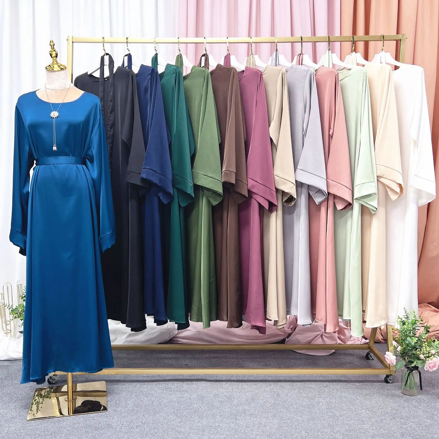 Alesyari Shop I Simple Muslim Abaya Dress - Islamic Casual Wear, Turkish Dubai Style, Ideal for Ramadan and Eid (Without Shawl)