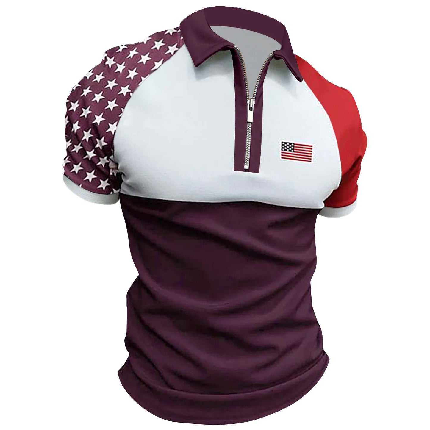 Men's Polo Shirt Independence Day Muscle Turn Down Collar American Flag Print Patriotic Shirts Slim Fit Short Sleeve ropa hombre