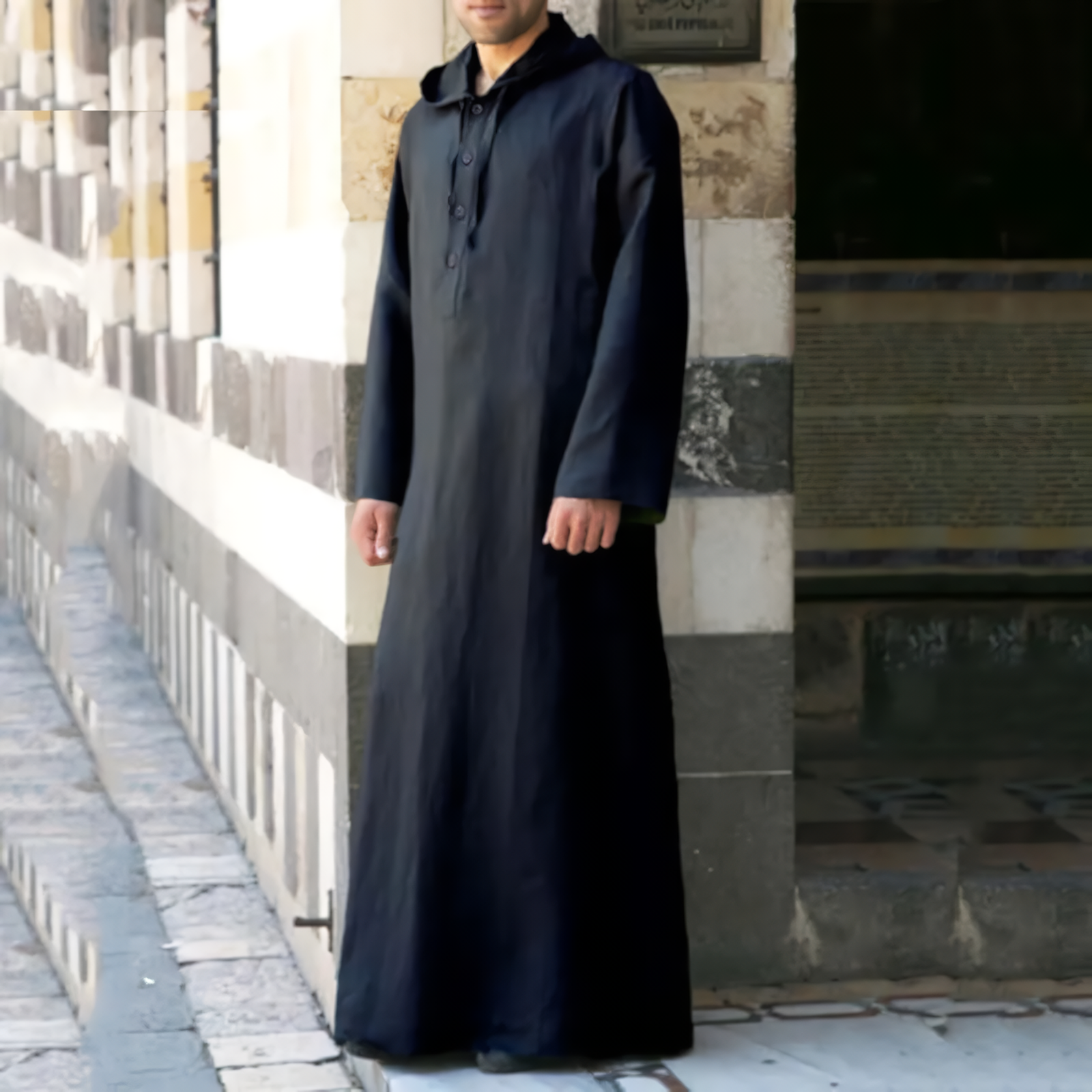 Alesyari Shop I Islamic Jubba Thobe Long Sleeve Robe Shirts Hoodies Saudi Arab Kaftan Long Jubba Thobe Hombre Muslim Men Abaya Clothing