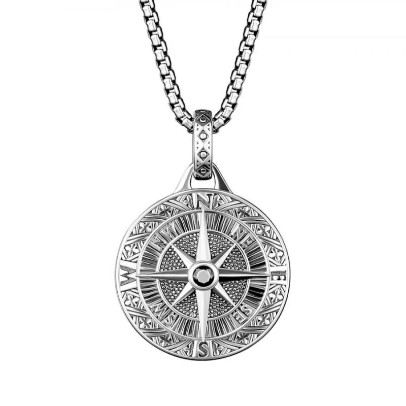 Alesyari Shop I Men's Street Party Necklace with Viking Compass Pendant - Vintage Style