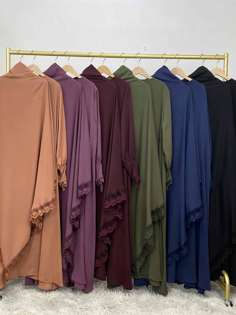 Alesyari Shop I 2 Piece Abayas For Women Hijab Dress Ensemble Femme Musulmane Modest Robe Khimar Dubai Islam Turkey Kaftan Muslim Sets