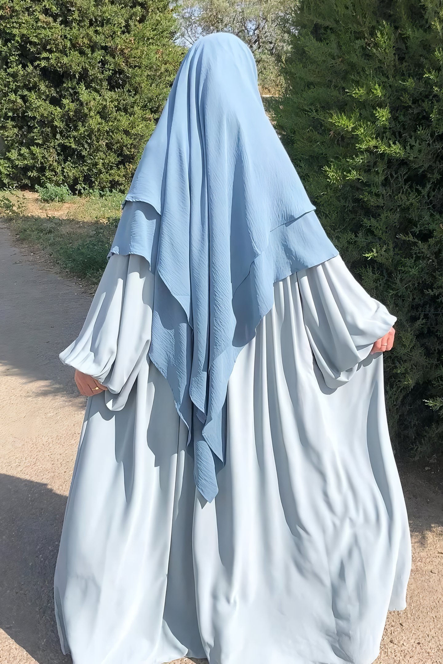1pcs French Khimar and Half Niqab 2 Layer from Crinkle Airflow Fabric