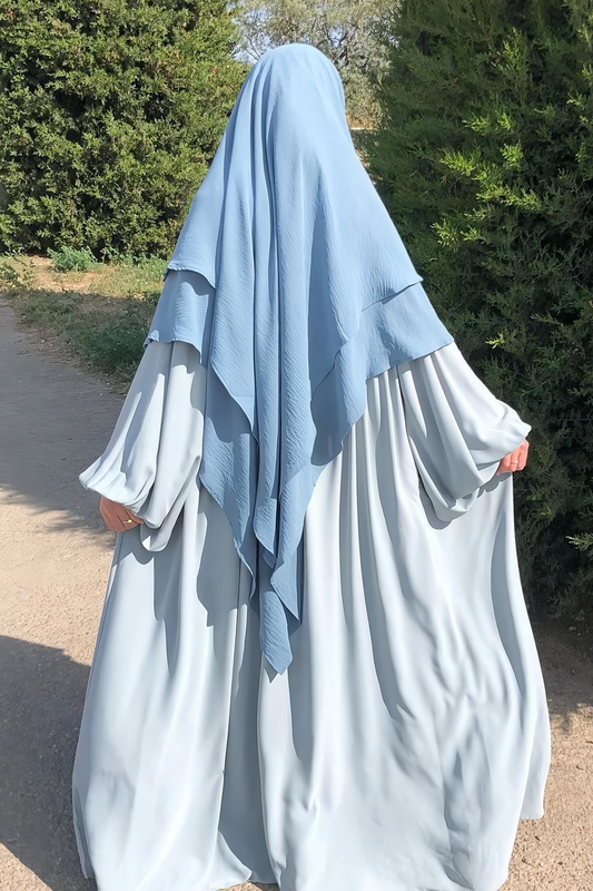 1pcs French Khimar and Half Niqab 2 Layer from Crinkle Airflow Fabric