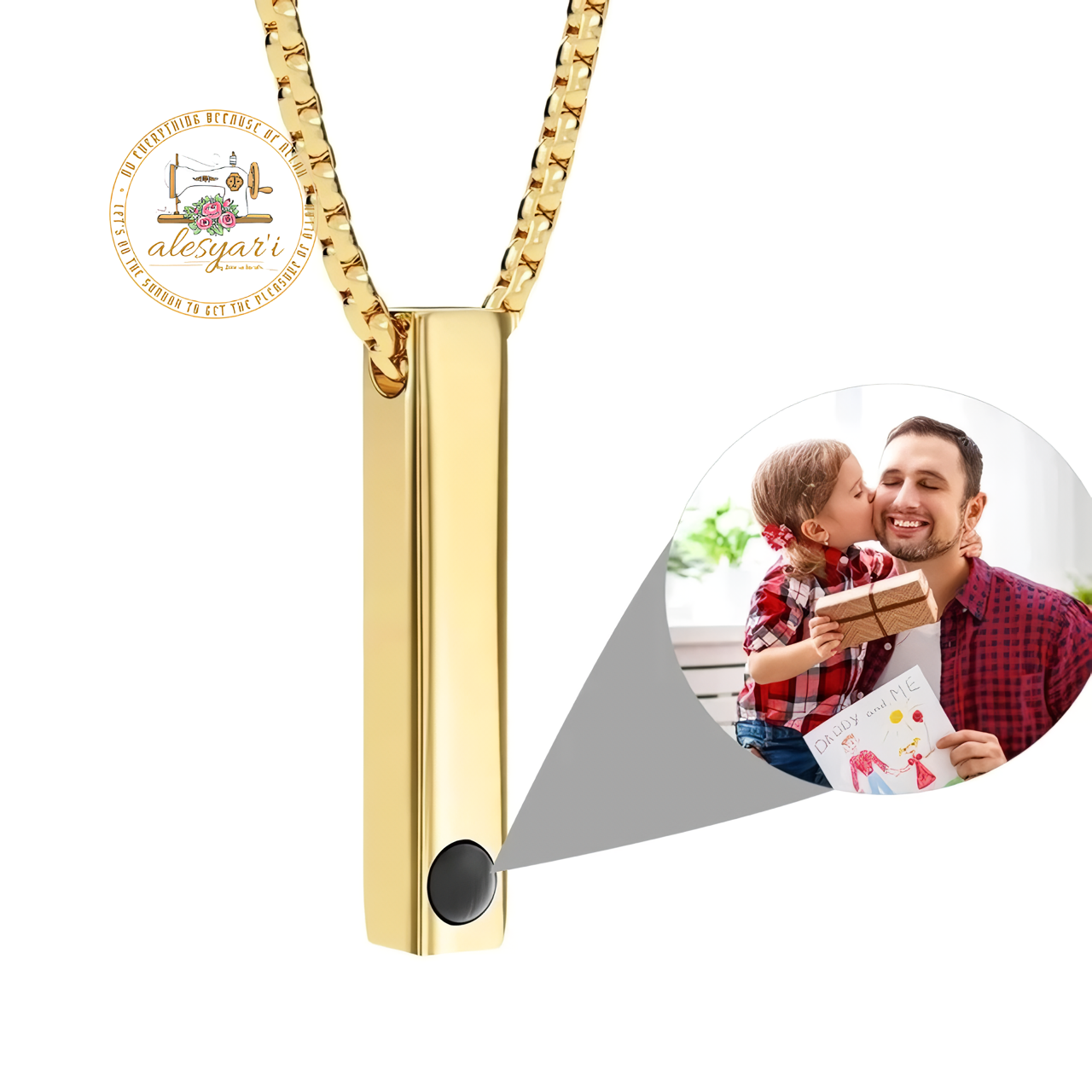 Alesyari Shop I Personalized Projection Photo Necklace with Pet Pendant - A Special Christmas Gift for Women and Men, Ideal for Memorial Jewelry