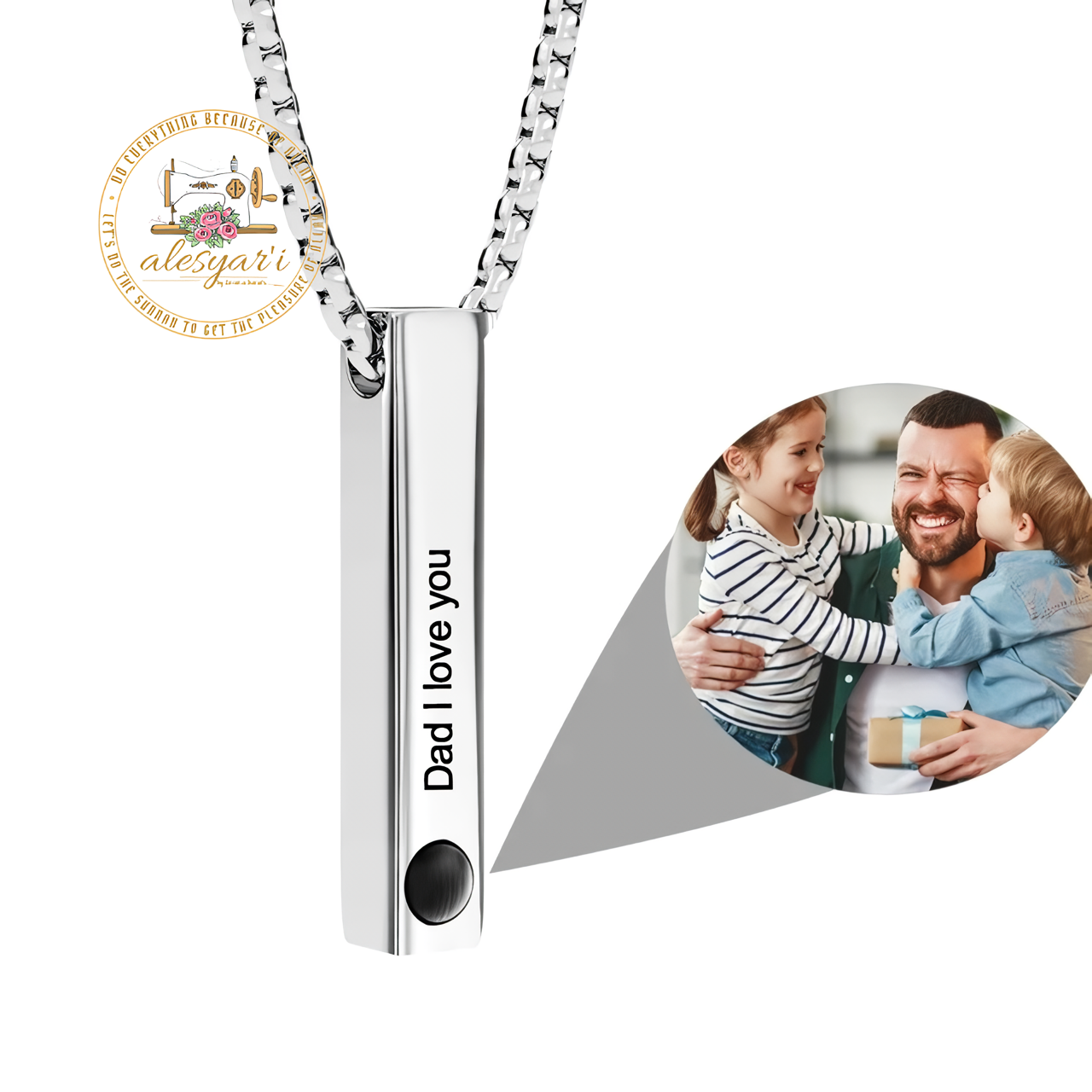 Alesyari Shop I Personalized Projection Photo Necklace with Pet Pendant - A Special Christmas Gift for Women and Men, Ideal for Memorial Jewelry