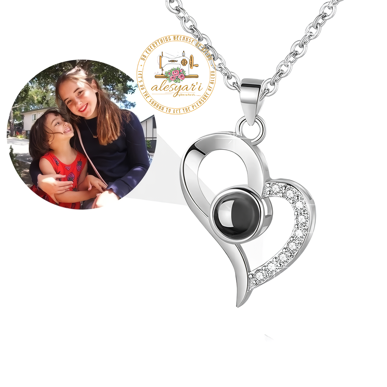 Alesyari Shop I Personalized Projection Photo Necklace with Pet Pendant - A Special Christmas Gift for Women and Men, Ideal for Memorial Jewelry