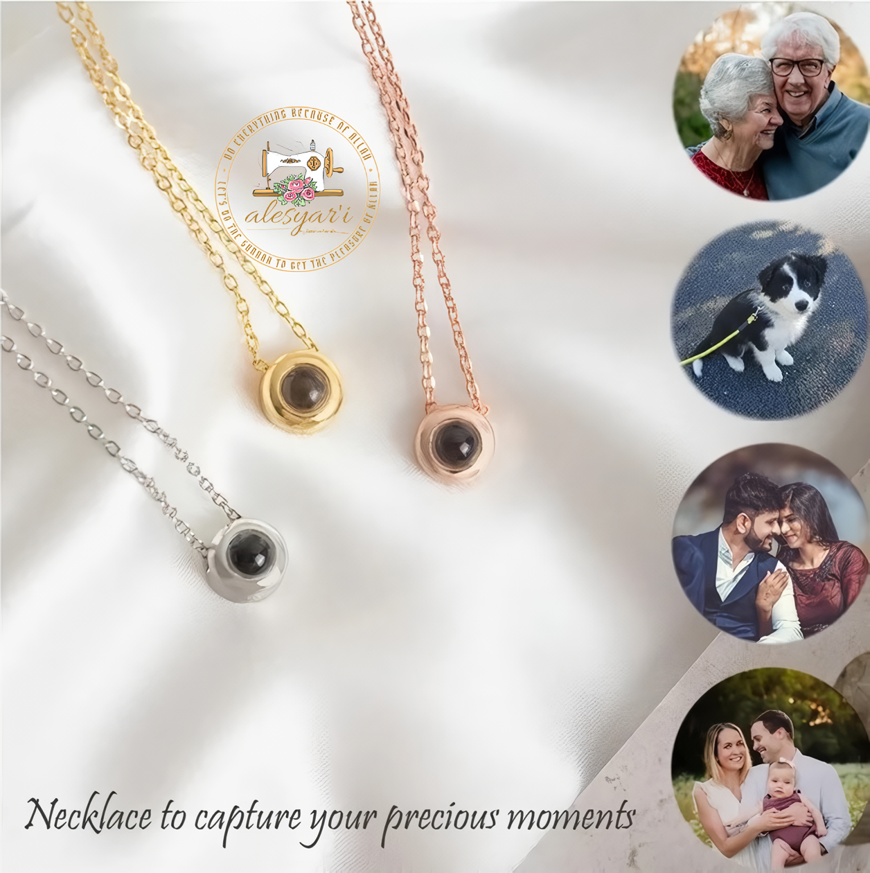 Alesyari Shop I Personalized Projection Photo Necklace with Pet Pendant - A Special Christmas Gift for Women and Men, Ideal for Memorial Jewelry