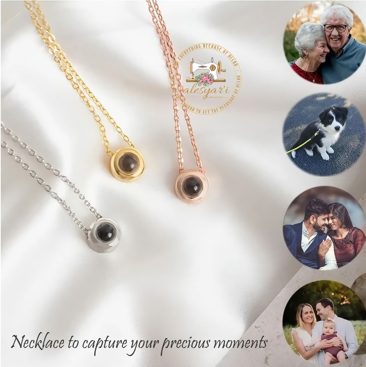 Alesyari Shop I Personalized Projection Photo Necklace with Pet Pendant - A Special Christmas Gift for Women and Men, Ideal for Memorial Jewelry