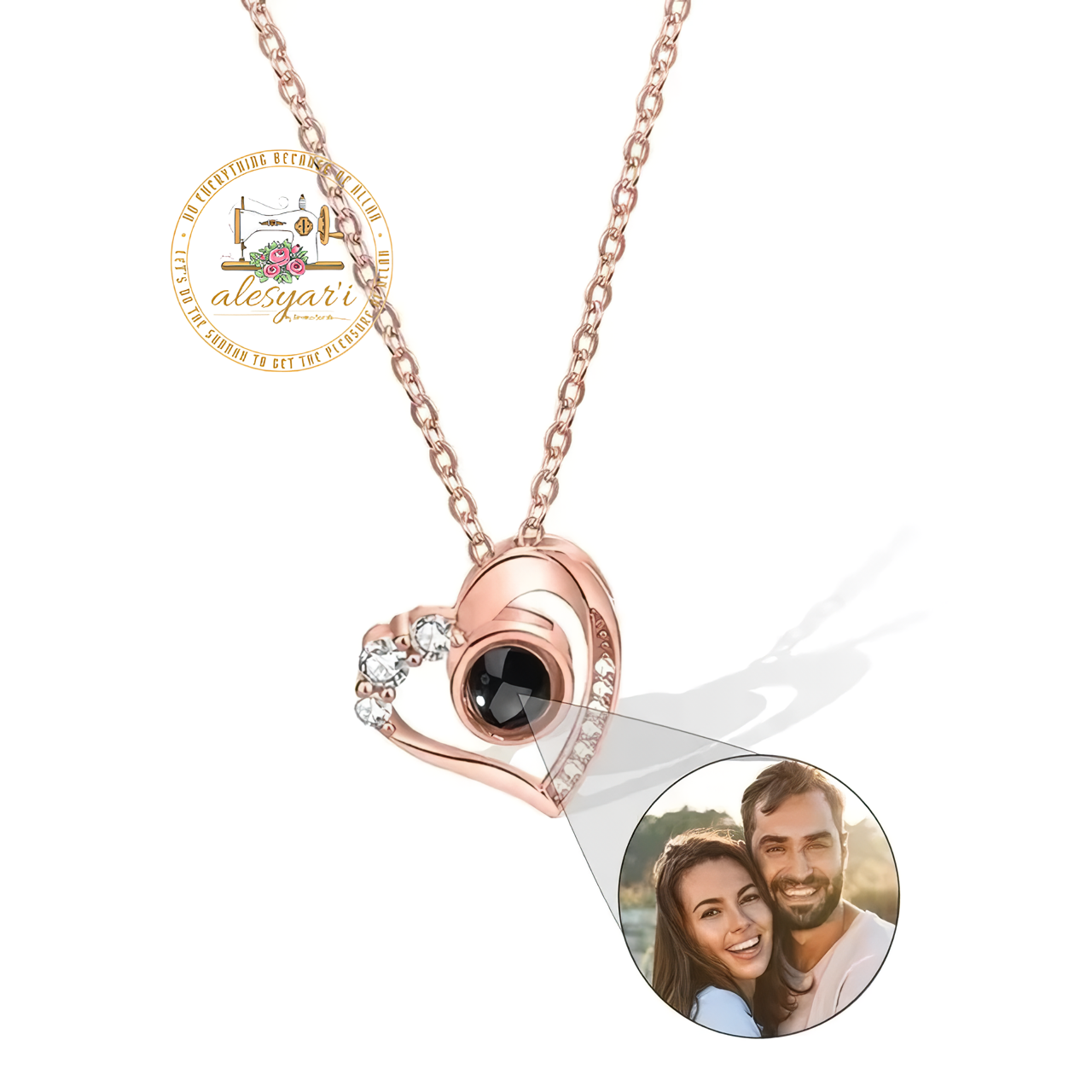 Alesyari Shop I Personalized Projection Photo Necklace with Pet Pendant - A Special Christmas Gift for Women and Men, Ideal for Memorial Jewelry