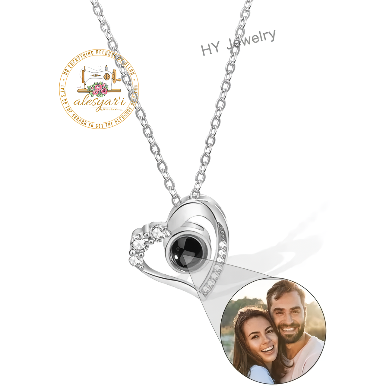 Alesyari Shop I Personalized Projection Photo Necklace with Pet Pendant - A Special Christmas Gift for Women and Men, Ideal for Memorial Jewelry