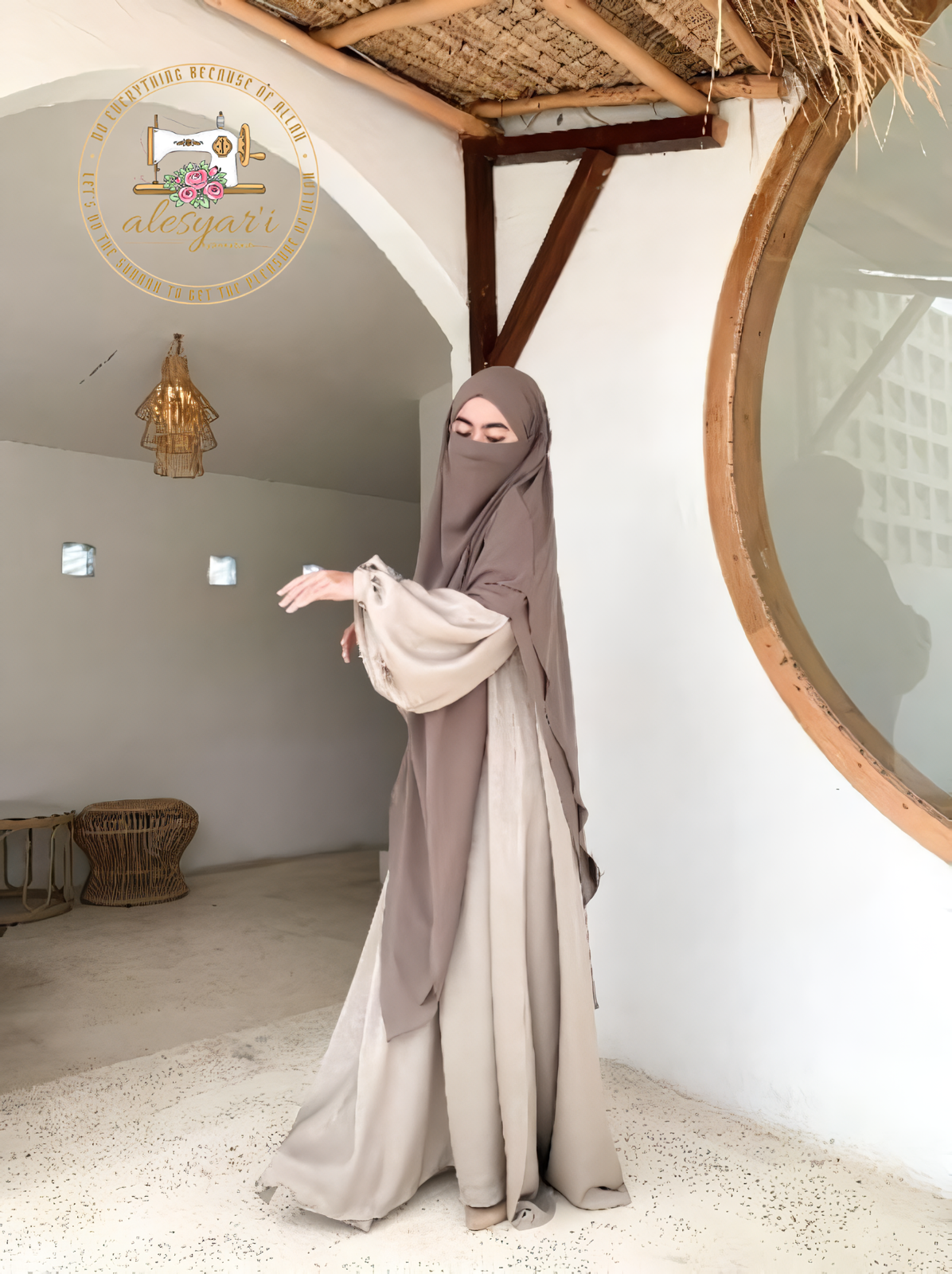 Alesyari Shop I The Premier Syari Dress Collection – Jumbo Khimar and Oversized Abaya Santorini Silk