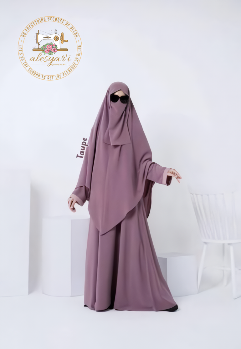 Alesyari Shop I Ramadan Eid women Elegance Modest Hijab Set with Khimar, Veil, and Plain Robe