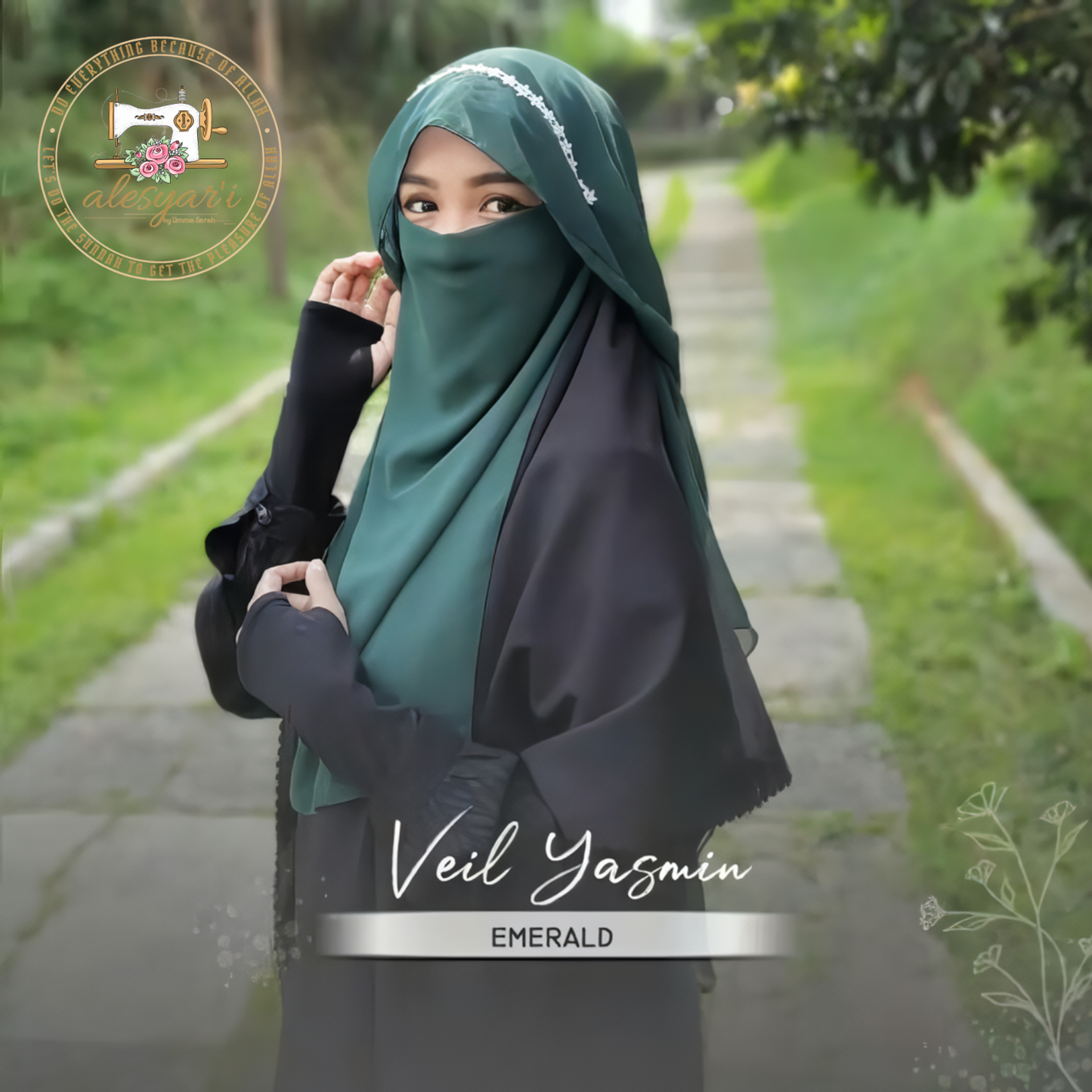 Alesyari Shop I Buy 2 pcs Niqab Veil Yasmin Free Gift - Decorated with Floral Lace Accents Such a Bandana / Niqab for Women / Half Niqab