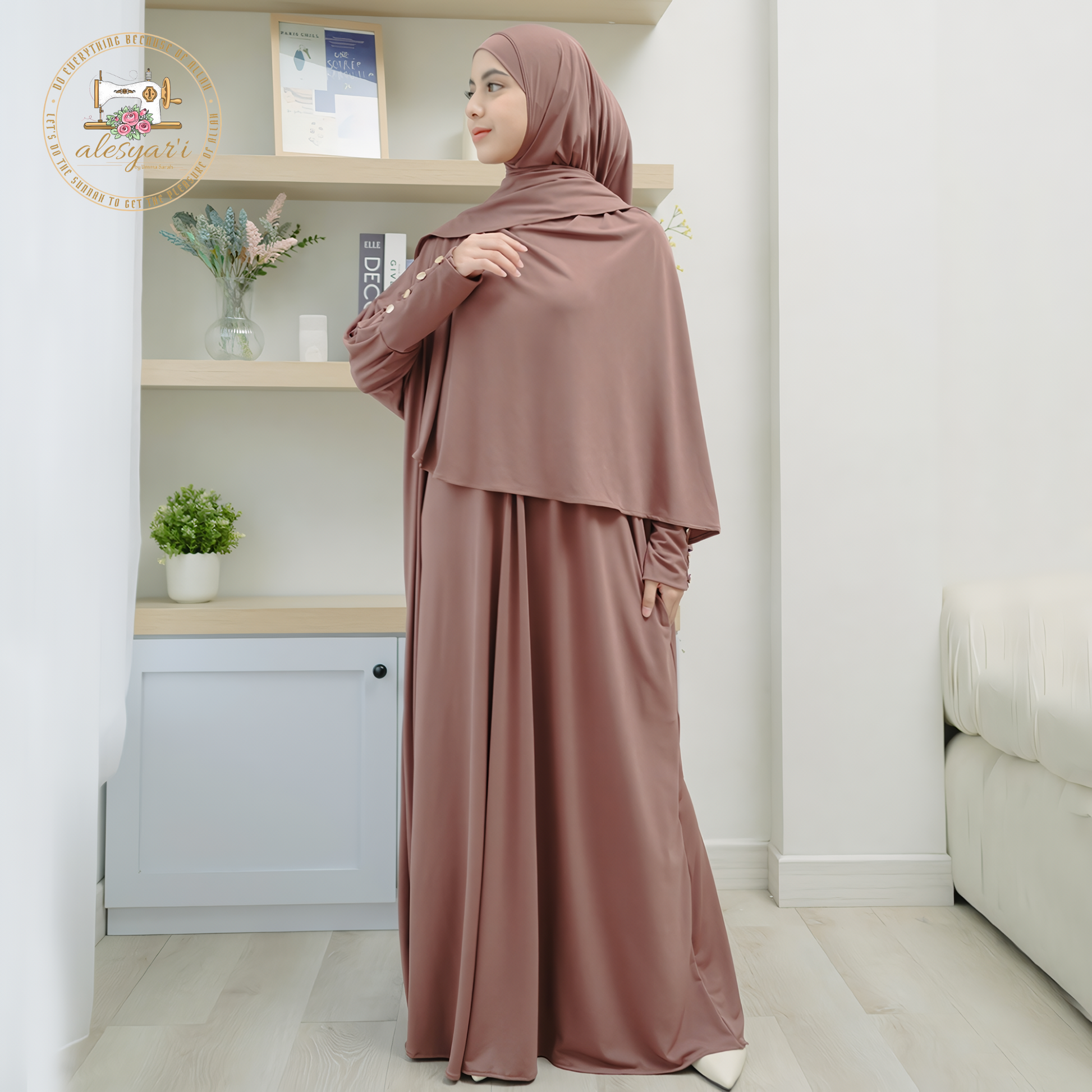 Alesyari Shop I 2024 Fashion Muslim Dress Dubai Full Length Soft Abaya Dubai Turkey Muslim Islam Robe With Pocket