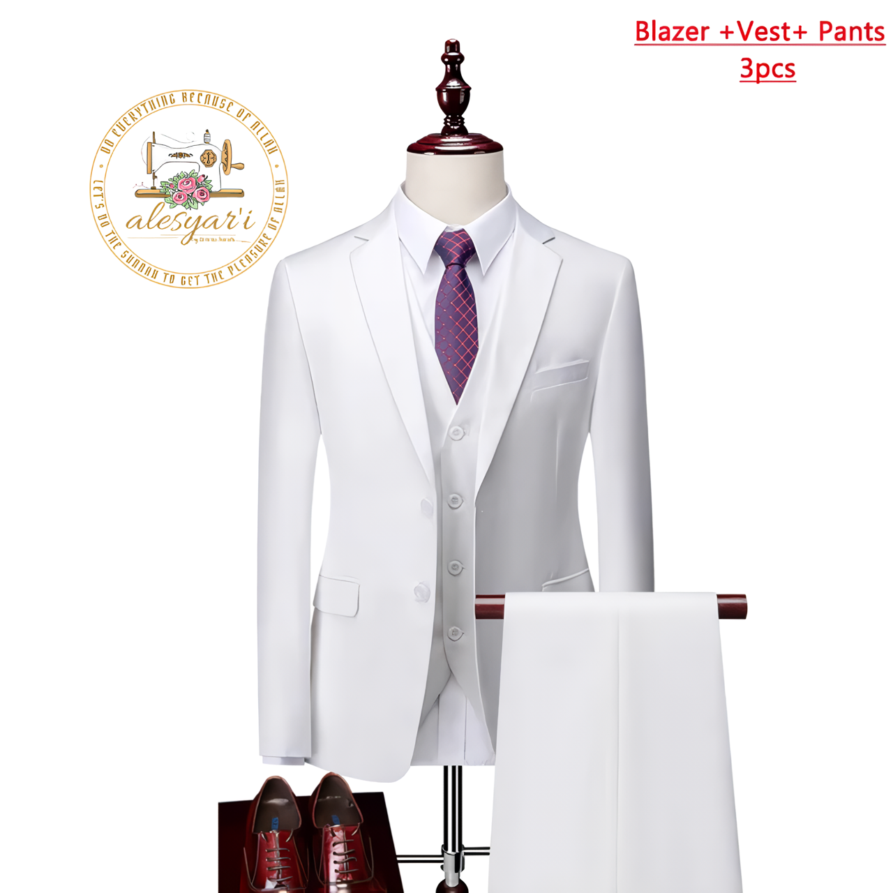 Alesyari Shop I High-End Three-Piece Suit - Impeccable Jacket, Vest, and Pants in a Refined Solid Color Design a Formal Business Menswear