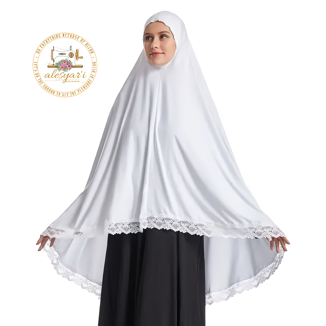 Alesyari Shop I Long Khimar Hijab for Muslim Women in Soft Solid Colors, Perfect for Ramadan and Eid Prayer