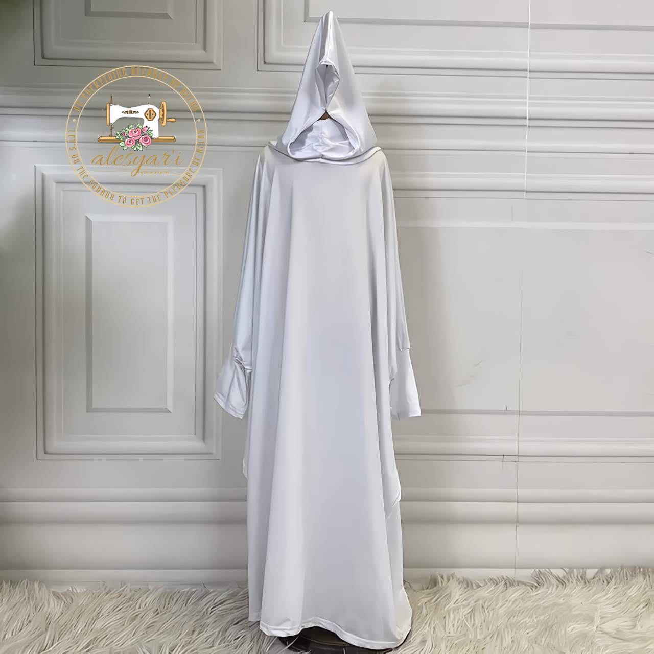 Alesyari Shop I Stylish Modesty Abaya with Batwing Sleeves for Muslim Prayers, Ramadan, and Eid Celebrations