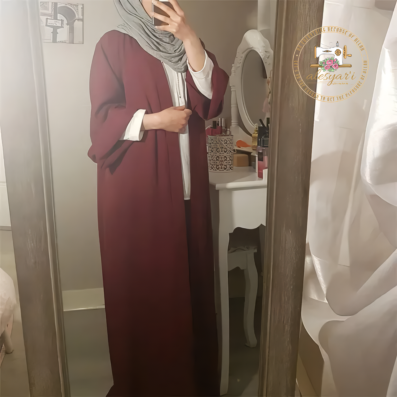 Alesyari Shop I Stylish Muslim Kimono Abaya Retro Ethnic Cardigan Robe for Ramadan and Eid Fashion