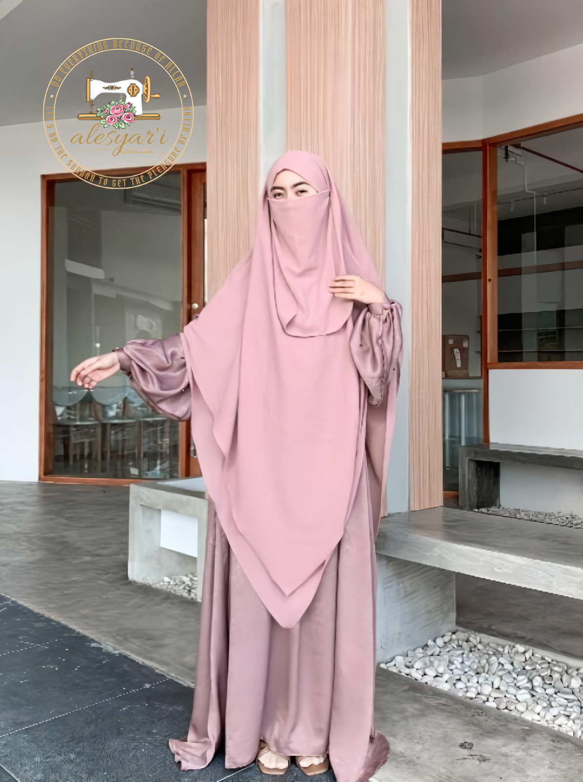 Alesyari Shop I The Premier Syari Dress Collection – Jumbo Khimar and Oversized Abaya Santorini Silk