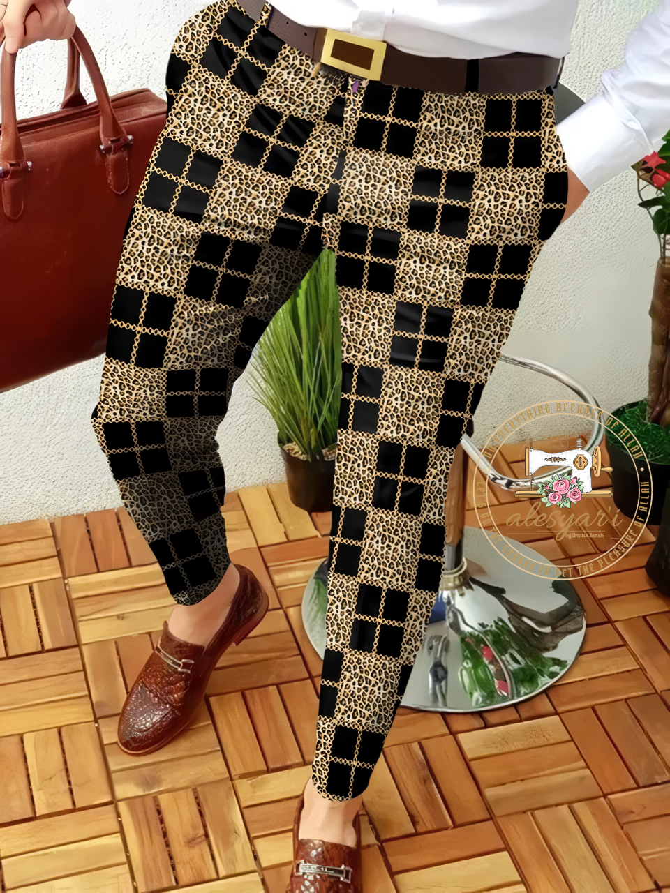 Alesyari Shop I Stylish Geometric Patterned Men's Business Casual Trousers Elevate Your  Fashion with Trendy Long Pants for Men