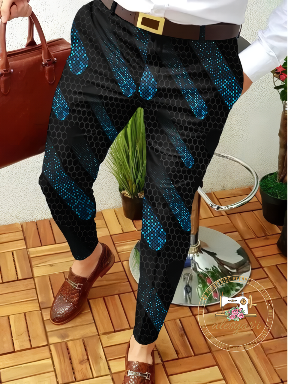 Alesyari Shop I Stylish Geometric Patterned Men's Business Casual Trousers Elevate Your  Fashion with Trendy Long Pants for Men