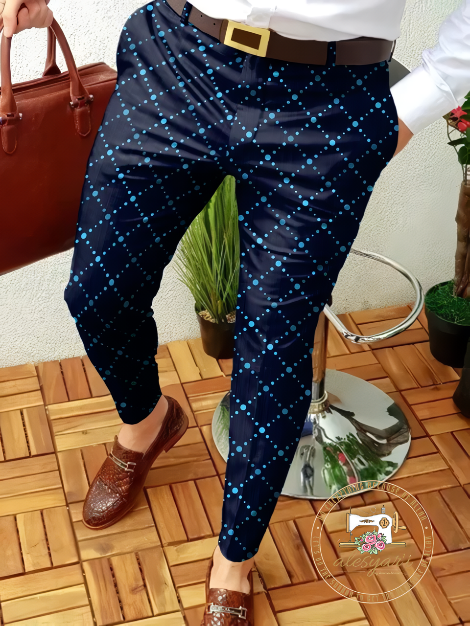 Alesyari Shop I Stylish Geometric Patterned Men's Business Casual Trousers Elevate Your  Fashion with Trendy Long Pants for Men