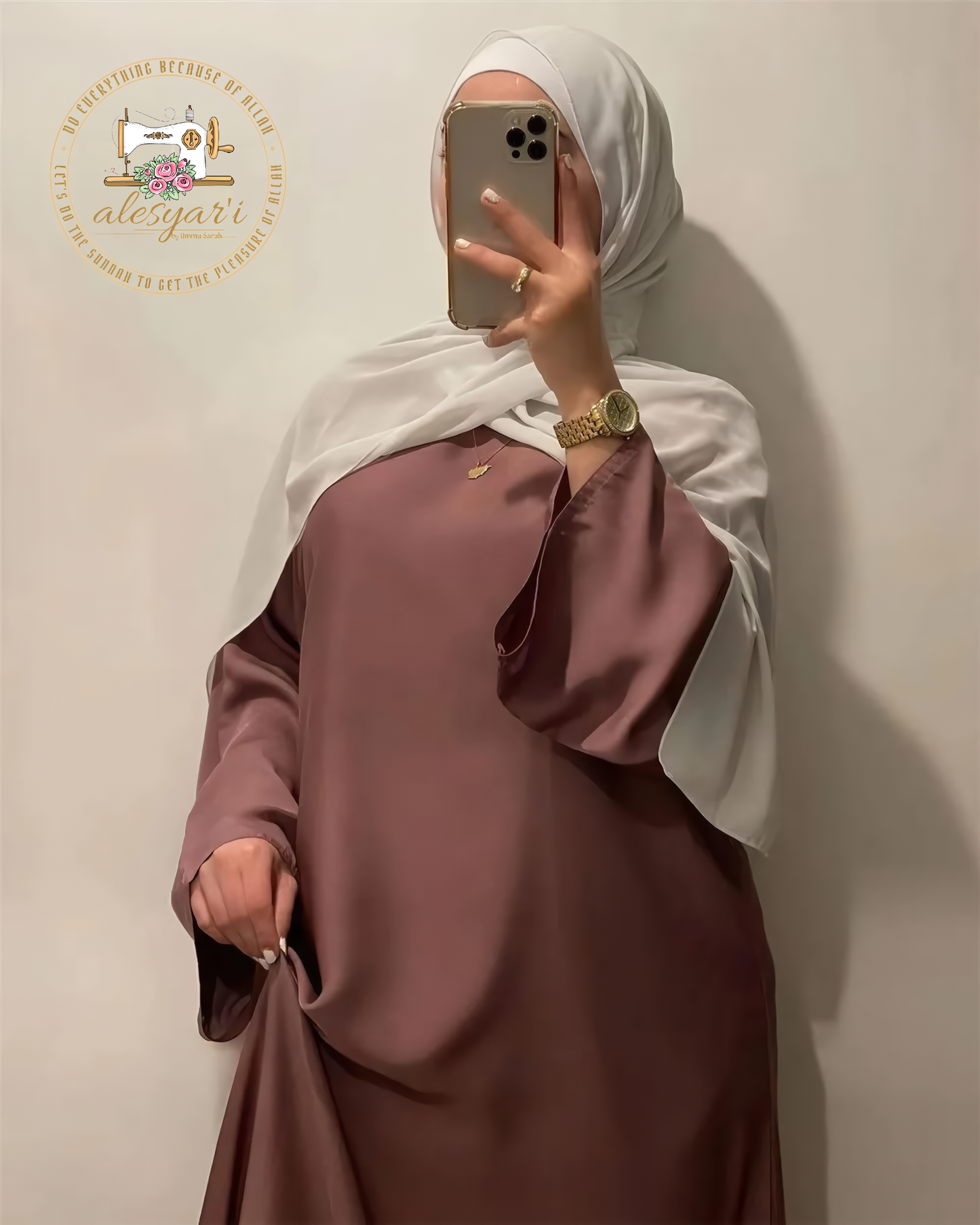 Alesyari Shop I Elegant Satin Muslim Abaya Full-Length with Flared Sleeves, Soft Shimmer, Dubai to Turkey Fashion